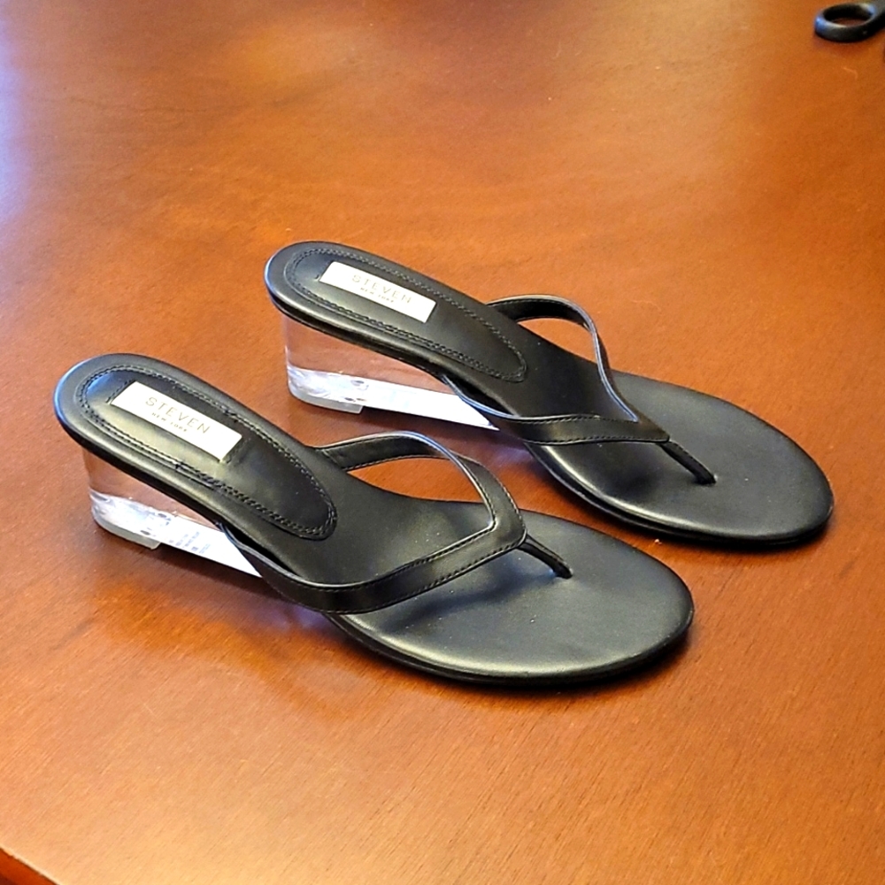 New Steven New York Clear Heel Sandals